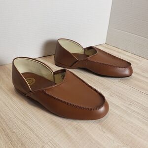 L.B. Evans Chicopee Men’s Slippers 9EE  Brown Leather Slip On Moc Toe 2198